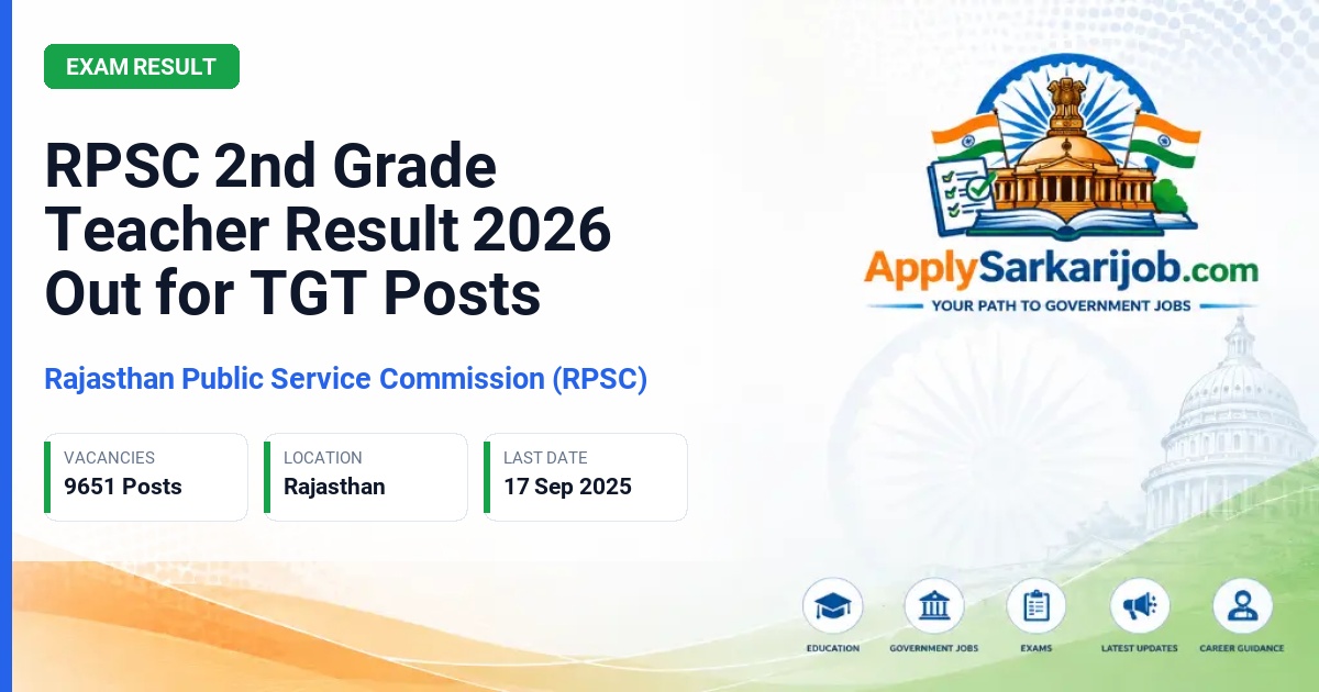 Rajasthan Public Service Commission (RPSC) - 2nd Grade Teacher (Senior Teacher) / Trained Graduate Teacher (TGT) Official Notification Poster & Schedule