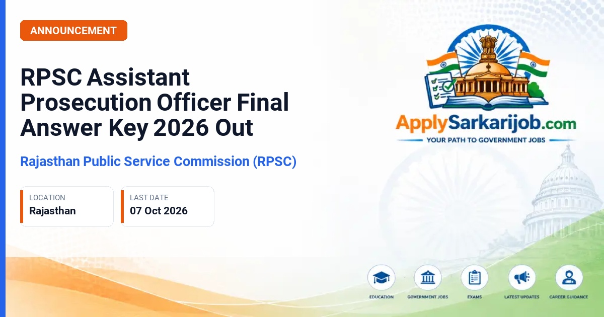 Rajasthan Public Service Commission (RPSC) - Assistant Prosecution Officer (Pre) Exam Official Notification Poster & Schedule