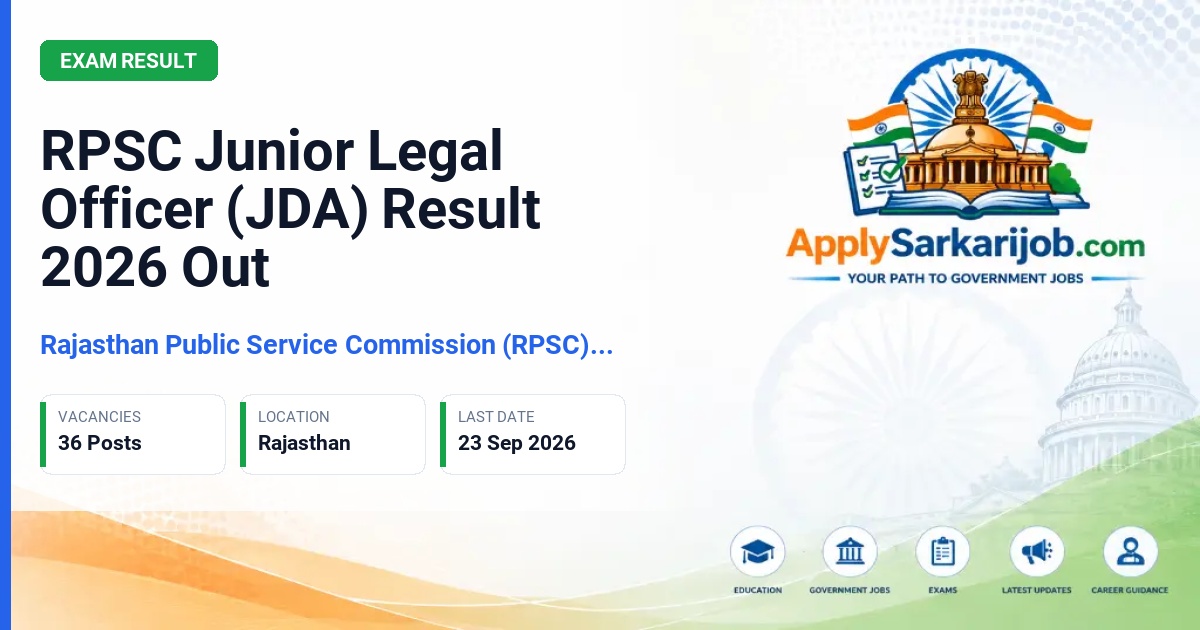 Rajasthan Public Service Commission (RPSC), Ajmer - Junior Legal Officer Official Notification Poster & Schedule