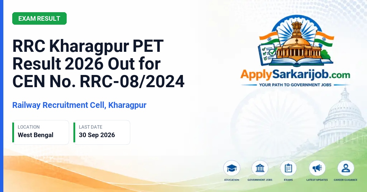 Railway Recruitment Cell, Kharagpur - Physical Efficiency Test (PET) Result Official Notification Poster & Schedule