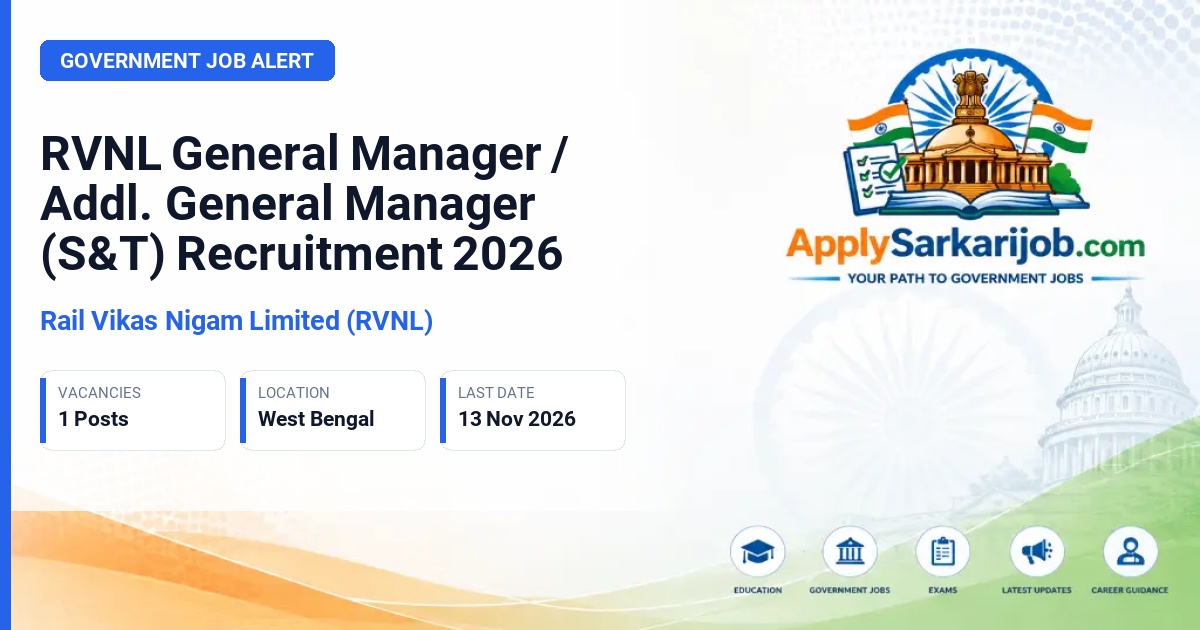 Rail Vikas Nigam Limited (RVNL) - General Manager / Addl. General Manager (S&T) Official Notification Poster & Schedule