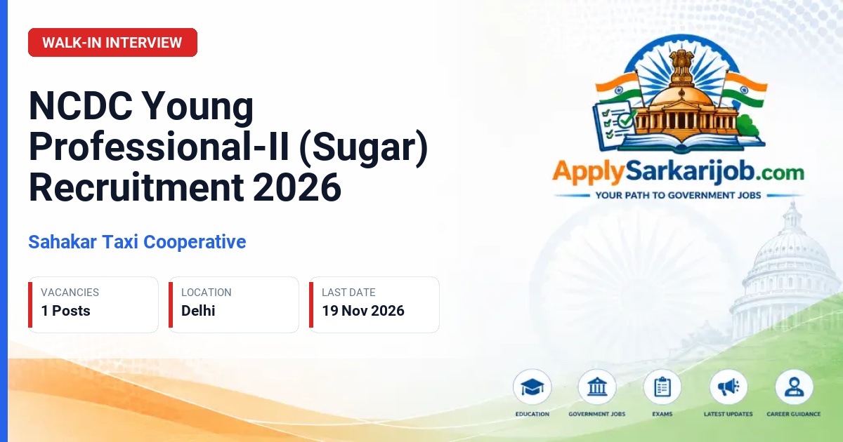 Sahakar Taxi Cooperative - Young Professional-II (Sugar) Official Notification Poster & Schedule