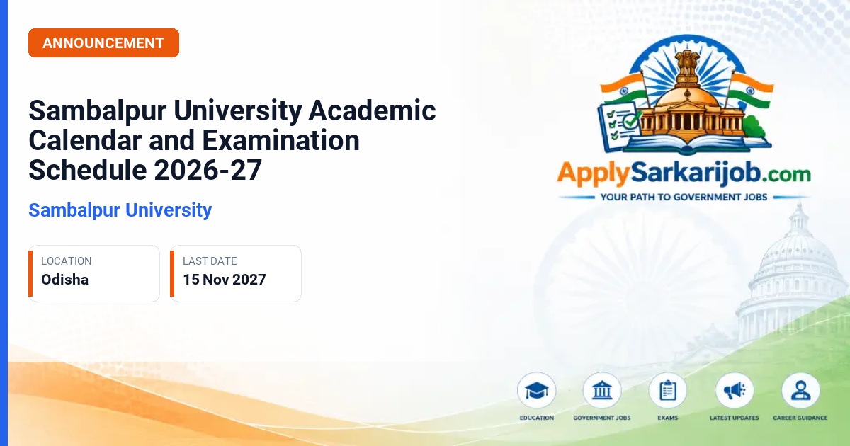 Sambalpur University - Sambalpur University Academic Calendar and Examination Schedule 2026-27 Official Notification Poster & Schedule