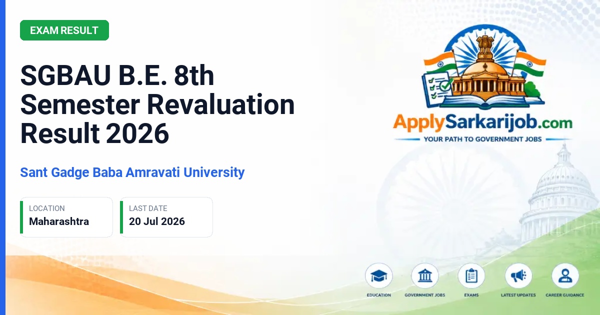 Sant Gadge Baba Amravati University - SGBAU B.E. 8th Semester Revaluation Result 2026 Official Notification Poster & Schedule