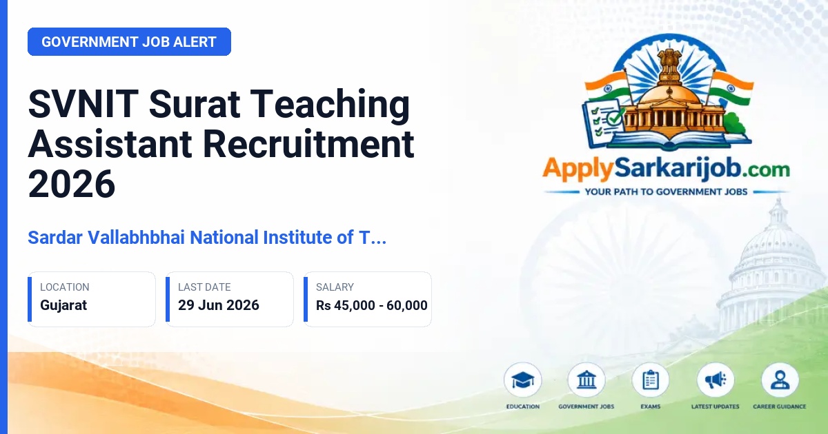 Sardar Vallabhbhai National Institute of Technology, Surat - Teaching Assistant Official Notification Poster & Schedule
