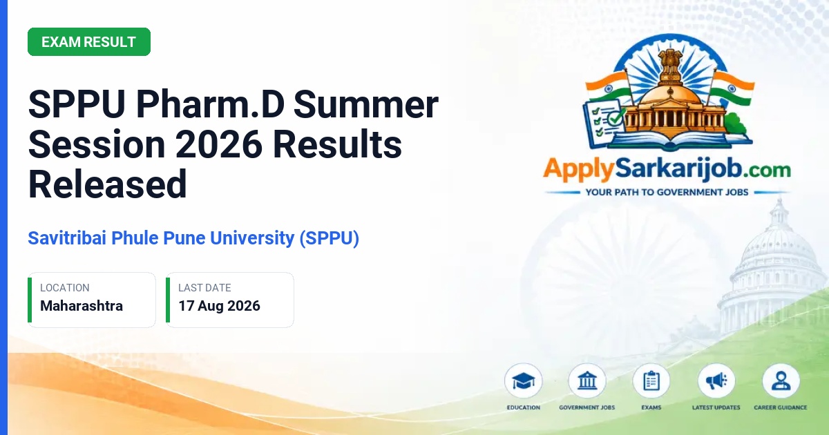 Savitribai Phule Pune University - SPPU Pharm.D Summer Session 2026 Results Released Official Notification Poster & Schedule