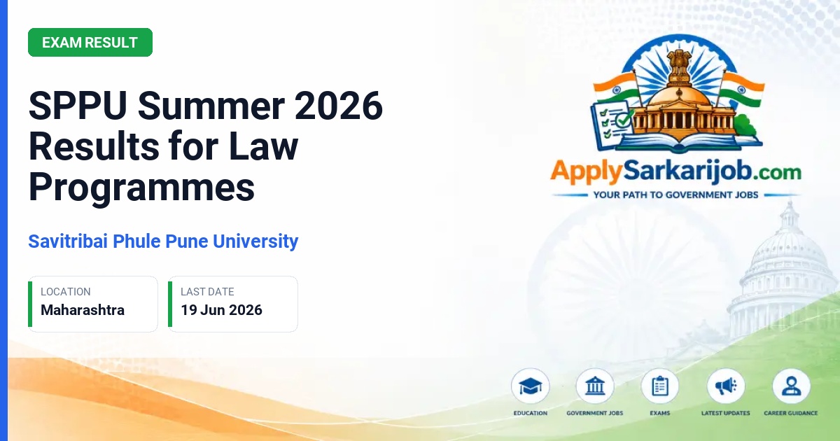 Savitribai Phule Pune University - SPPU Summer 2026 Results for Law Programmes Official Notification Poster & Schedule