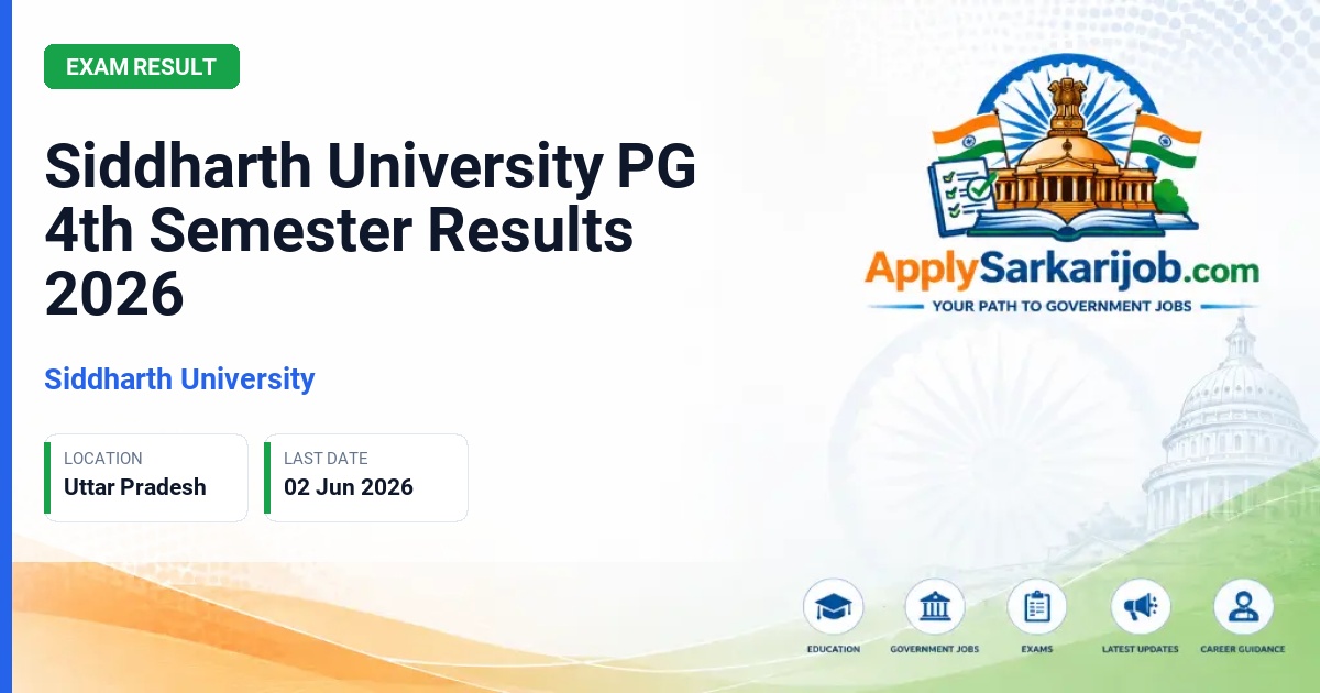 Siddharth University - Siddharth University PG 4th Semester Results 2026 Official Notification Poster & Schedule