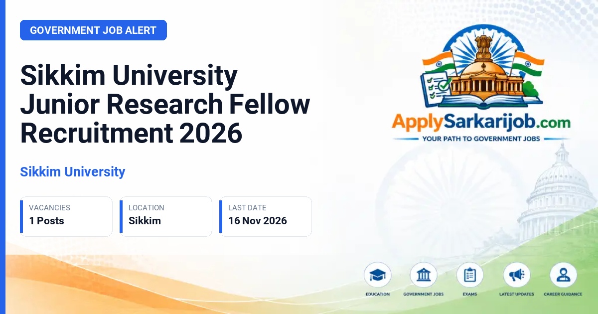 Sikkim University - Junior Research Fellow / Junior Project Fellow Official Notification Poster & Schedule