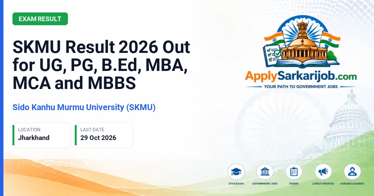 Sido Kanhu Murmu University (SKMU) - Provisional Result Official Notification Poster & Schedule