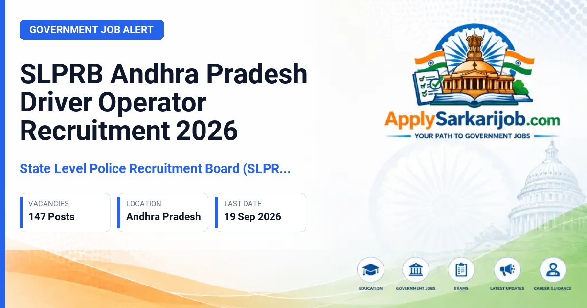 State Level Police Recruitment Board (SLPRB), Andhra Pradesh, Mangalagiri - Driver Operator (Men) Official Notification Poster & Schedule