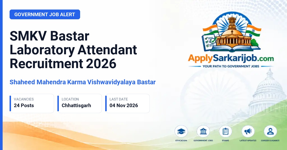 Shaheed Mahendra Karma Vishwavidyalaya Bastar - Laboratory Attendant Official Notification Poster & Schedule