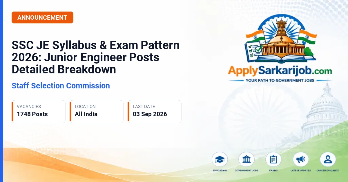 Staff Selection Commission (SSC) - Junior Engineer (JE) Official Notification Poster & Schedule