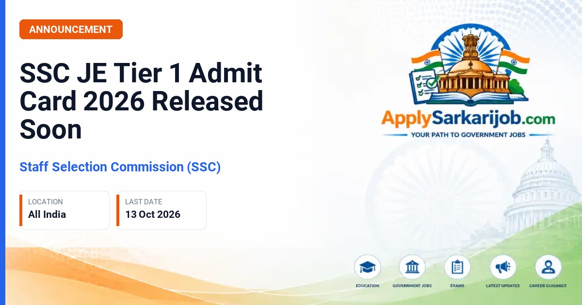 Staff Selection Commission (SSC) - Junior Engineer (Civil, Mechanical and Electrical) Examination Official Notification Poster & Schedule