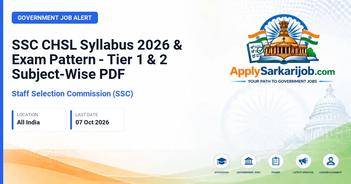 Staff Selection Commission (SSC) - Combined Higher Secondary Level Examination (SSC CHSL) Official Notification Poster & Schedule