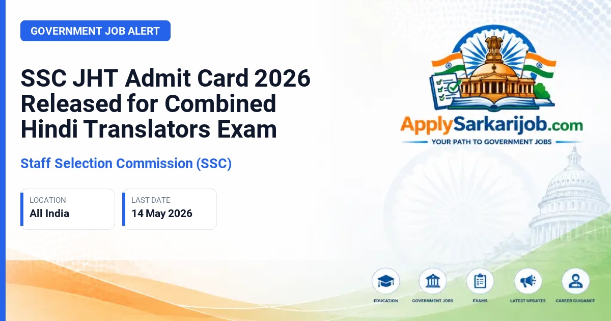 Staff Selection Commission (SSC) - Combined Hindi Translators Examination (JHT, JTO, JT, SHT, STO) Official Notification Poster & Schedule