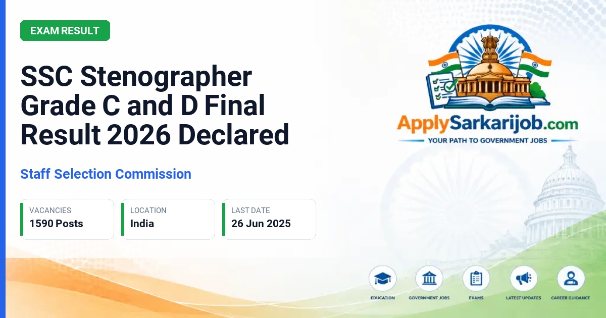 Staff Selection Commission (SSC) - Stenographer Grade C and D Official Notification Poster & Schedule