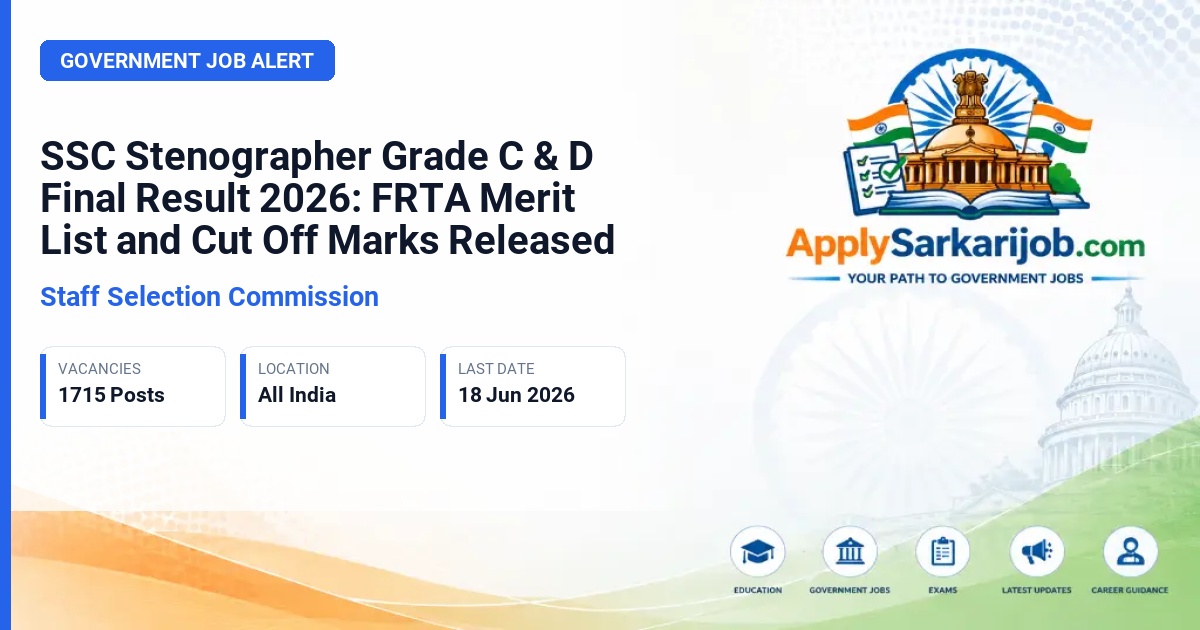 Staff Selection Commission (SSC) - Stenographer Grade C and Grade D Official Notification Poster & Schedule