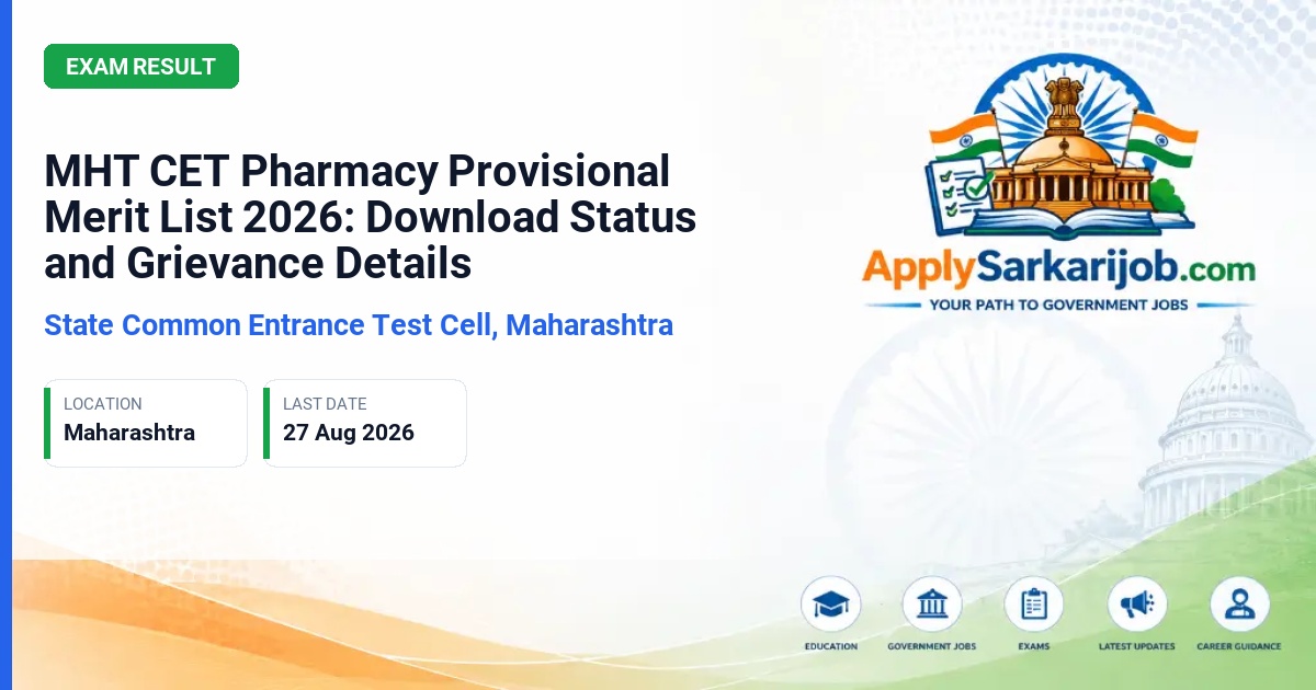 State Common Entrance Test Cell, Maharashtra (CET Cell Maharashtra) - B.Pharmacy and Pharm.D Admission 2026 Official Notification Poster & Schedule