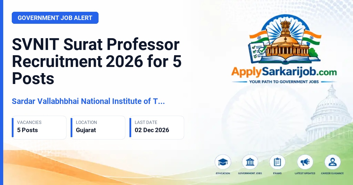 Sardar Vallabhbhai National Institute of Technology, Surat - Professor Official Notification Poster & Schedule