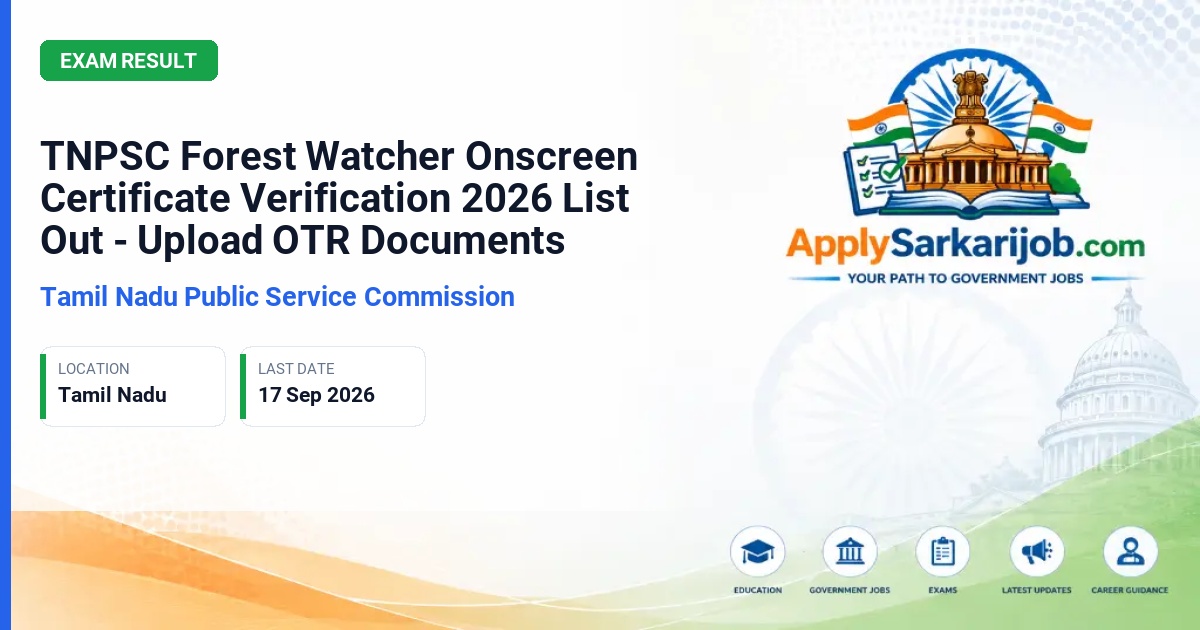 Tamil Nadu Public Service Commission (TNPSC) - Forest Watcher (Group-IV Services) Official Notification Poster & Schedule