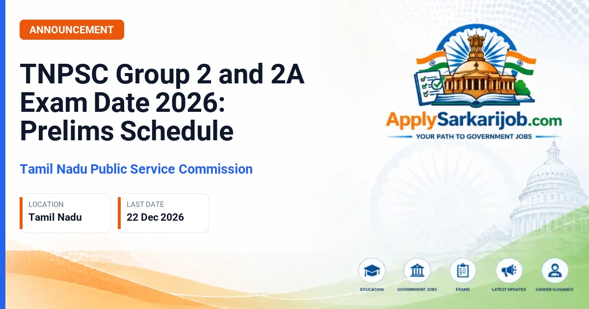 Tamil Nadu Public Service Commission (TNPSC) - Group 2 and Group 2A Services Official Notification Poster & Schedule