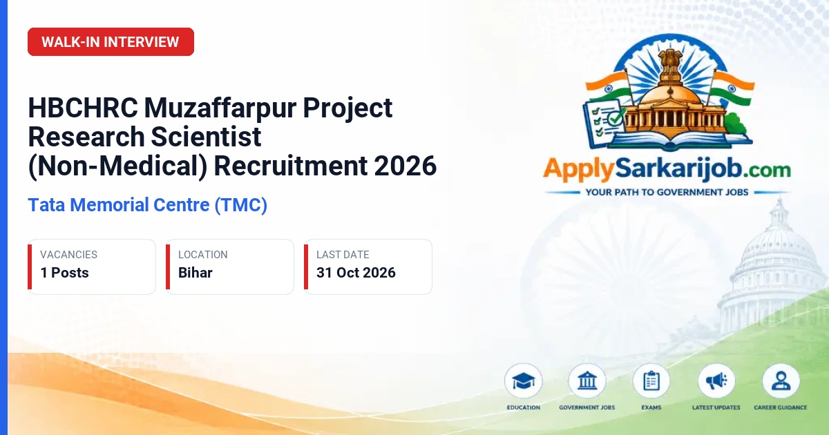 Tata Memorial Centre (TMC) - Project Research Scientist (Non-Medical) Official Notification Poster & Schedule