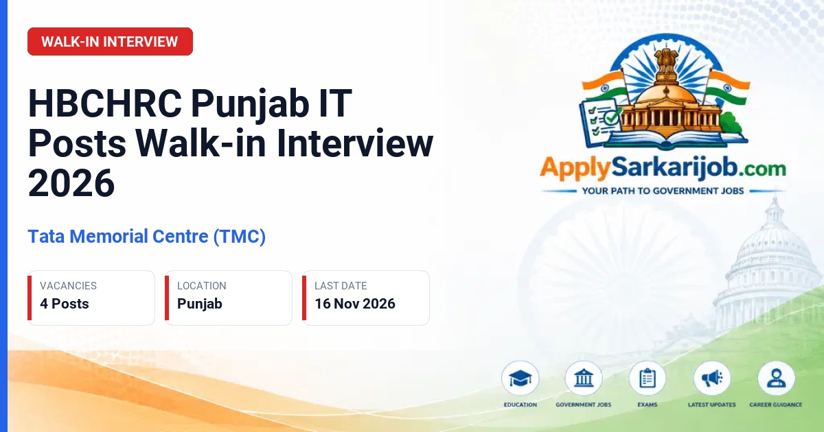 Tata Memorial Centre (TMC) - Scientific Officer (IT - Coordinator), Network Administrator, IT Assistant (Networking), Desktop Support Engineer Official Notification Poster & Schedule