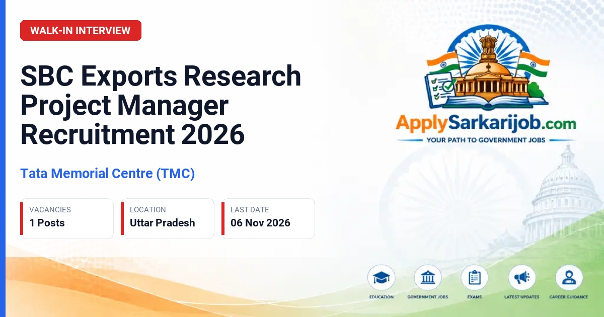 Tata Memorial Centre (TMC) - Research Project Manager Official Notification Poster & Schedule