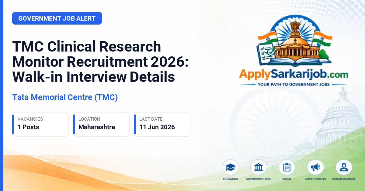 Tata Memorial Centre (TMC) - Clinical Research Monitor Official Notification Poster & Schedule