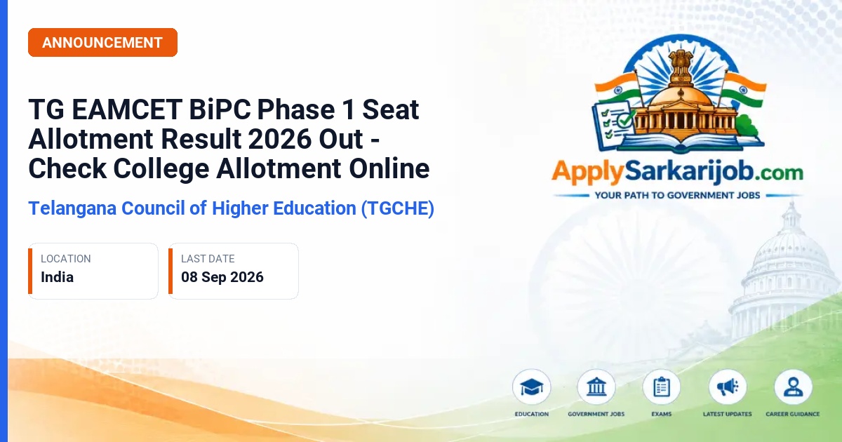 Telangana Council of Higher Education (TGCHE) - TG EAMCET 2026 BiPC Stream Admission Official Notification Poster & Schedule