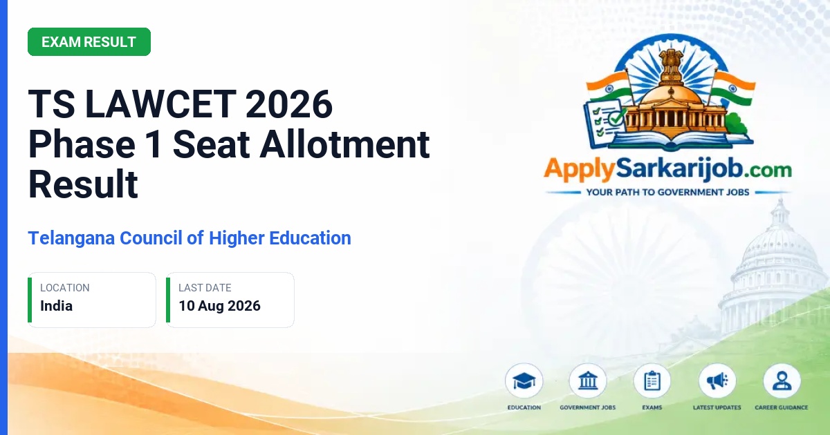 Telangana Council of Higher Education (TGCHE) - TS LAWCET 2026 Phase 1 Seat Allotment Result Official Notification Poster & Schedule