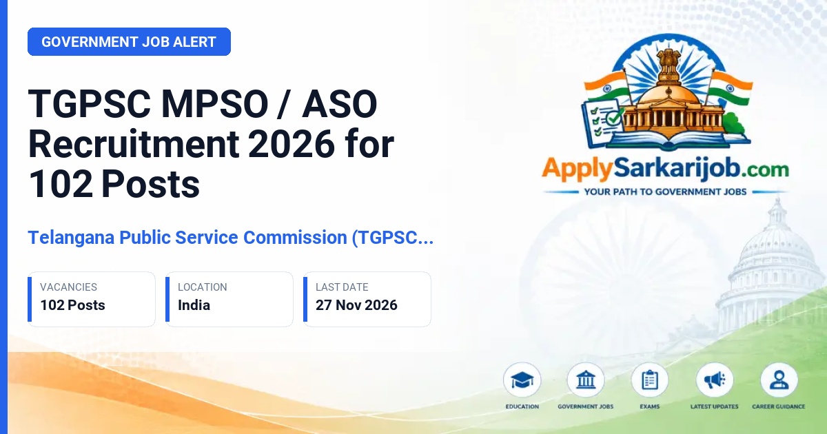 Telangana Public Service Commission (TGPSC / TSPSC) - Mandal Planning and Statistical Officer / Assistant Statistical Officer Official Notification Poster & Schedule
