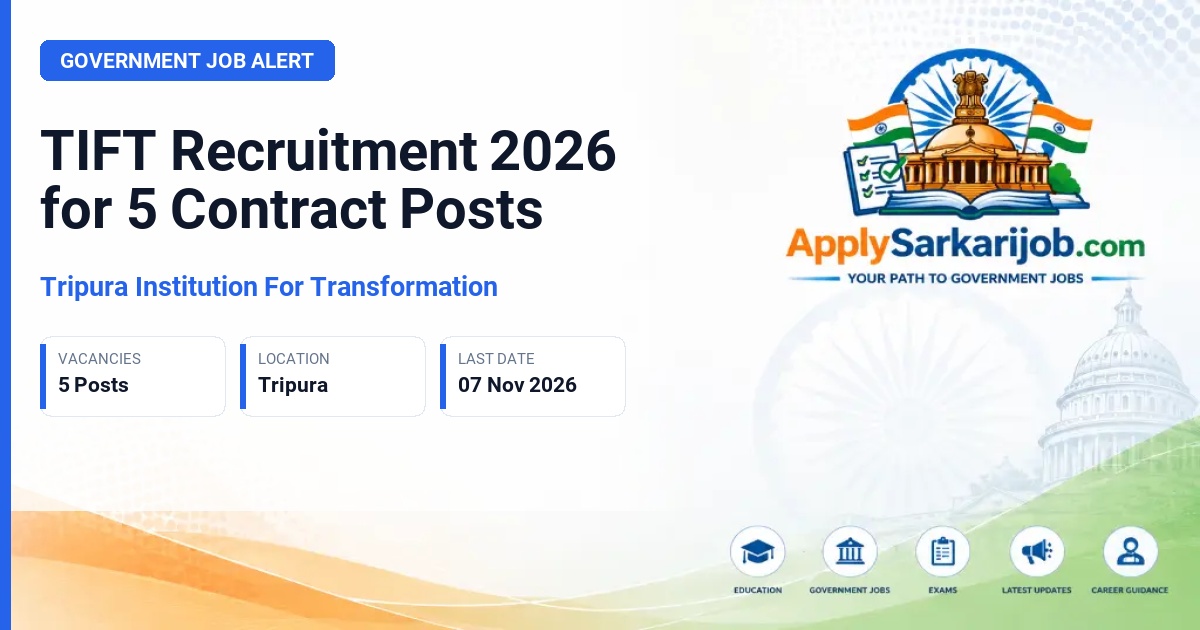 Tripura Institution For Transformation - Senior Program Manager, Senior Associate – Operations, Sector Expert – Technology & Entrepreneurship, Sector Expert – Industry & Trade, Sector Expert – Economics & Finance Official Notification Poster & Schedule