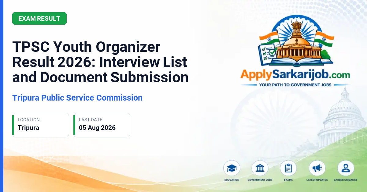 Tripura Public Service Commission (TPSC) - Youth Organizer, Group-C (Non-Gazetted) Official Notification Poster & Schedule