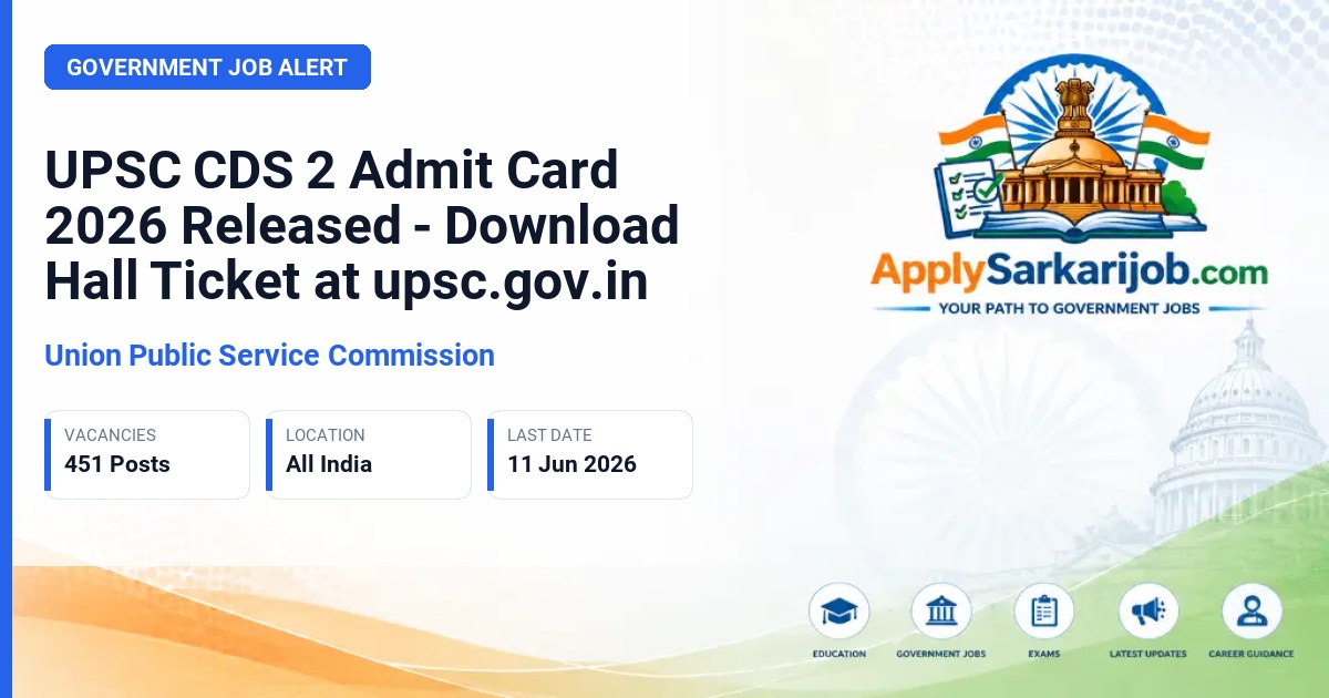 Union Public Service Commission (UPSC) - Combined Defence Services Examination (II), 2026 Official Notification Poster & Schedule