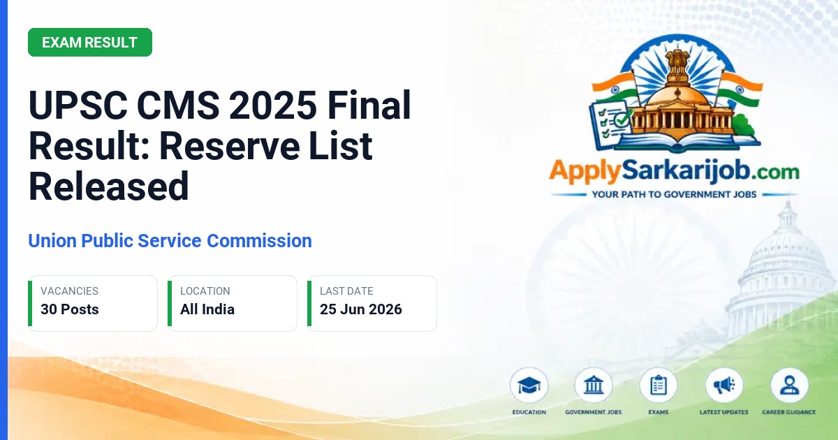 Union Public Service Commission (UPSC) - Combined Medical Services Examination Official Notification Poster & Schedule