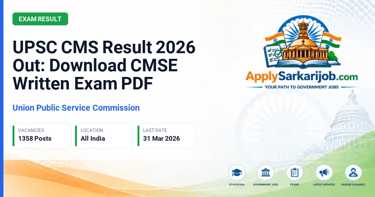 Union Public Service Commission (UPSC) - Combined Medical Services Examination (CMSE) 2026 Official Notification Poster & Schedule