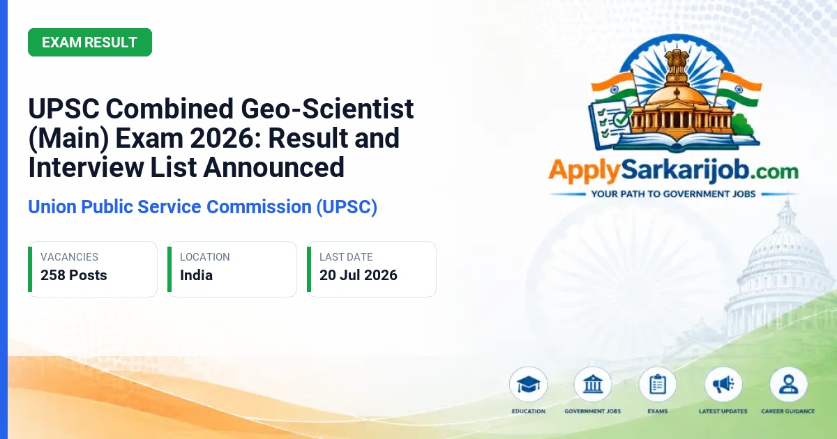 Union Public Service Commission (UPSC) - Combined Geo-Scientist Official Notification Poster & Schedule