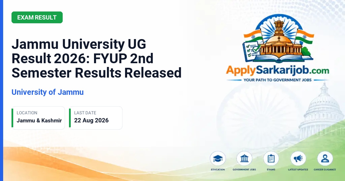 Jammu University - Jammu University UG Result 2026: FYUP 2nd Semester Results Released Official Notification Poster & Schedule