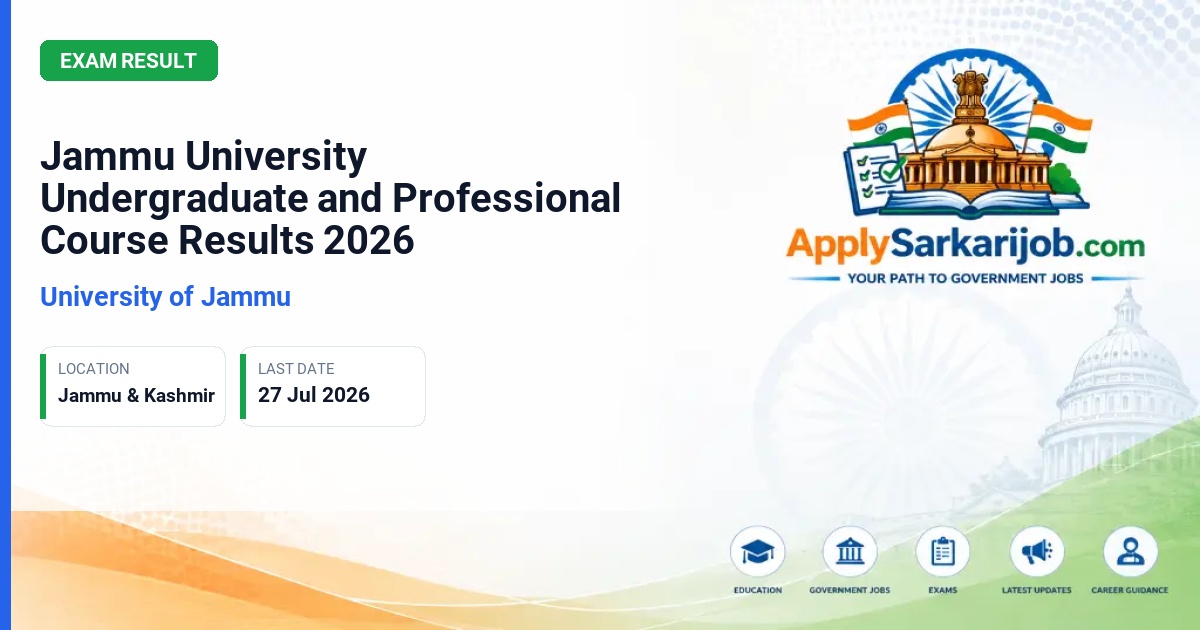 Jammu University - Jammu University Undergraduate and Professional Course Results 2026 Official Notification Poster & Schedule