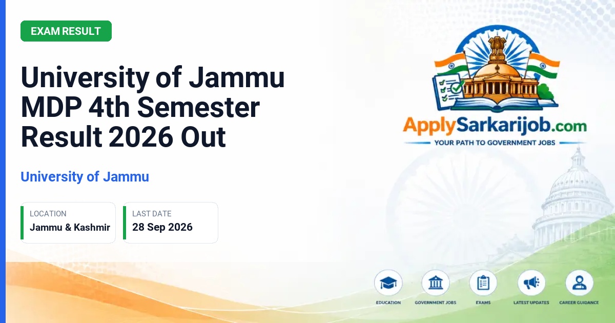 University of Jammu - Master's Degree Programme (MDP) 4th Semester Result Official Notification Poster & Schedule