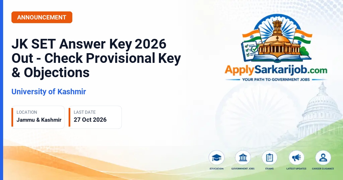 University of Kashmir - Jammu and Kashmir State Eligibility Test (JK SET) 2026 Official Notification Poster & Schedule
