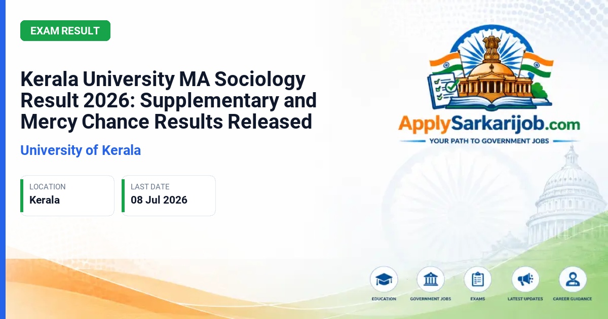 University of Kerala - Kerala University MA Sociology Result 2026: Supplementary and Mercy Chance Results Released Official Notification Poster & Schedule