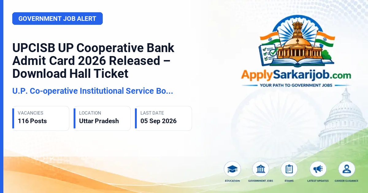 Uttar Pradesh Cooperative Institutional Service Board - Combined Co-operative Banking and Technical Services Examination (Special Recruitment) 2026 Official Notification Poster & Schedule