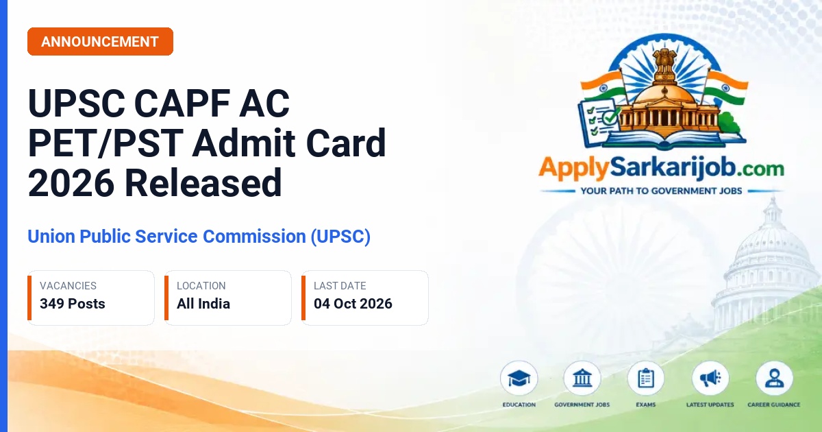 Union Public Service Commission (UPSC) - Assistant Commandant Official Notification Poster & Schedule