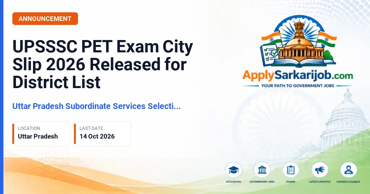 Uttar Pradesh Subordinate Services Selection Commission (UPSSSC) - Preliminary Eligibility Test (PET) 2026 Official Notification Poster & Schedule