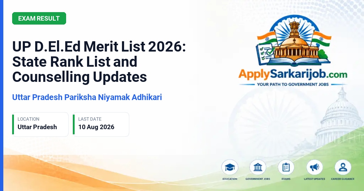 Examination Regulatory Authority (Pariksha Niyamak Pradhikari), Prayagraj, Uttar Pradesh - Diploma in Elementary Education (D.El.Ed) Official Notification Poster & Schedule
