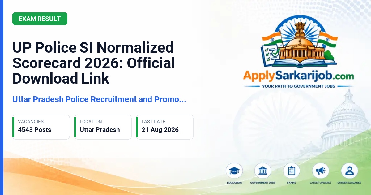 Uttar Pradesh Police Recruitment and Promotion Board (UPPRPB) - Sub Inspector (Civil Police) / Platoon Commander Official Notification Poster & Schedule