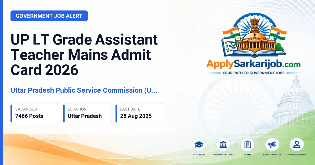 Uttar Pradesh Public Service Commission (UPPSC) - Assistant Teacher (LT Grade) Official Notification Poster & Schedule
